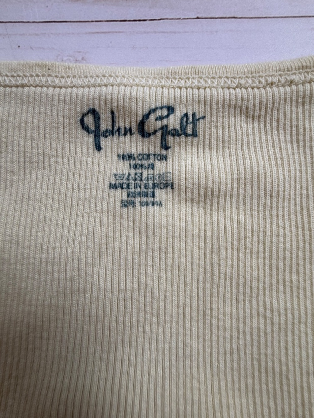 John Galt Yellow Ribbed Top Button Front Tee Brandy Melville Style - Picture 2 of 6